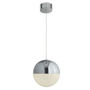  1 Light Led Globe Pendant, Crushed Ice Effect Shade, Chrome BPOSL970