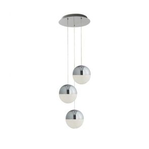  3 Light Led Globe Multi Drop Pendant, Crushed Ice Effect Shade, Chrome BPOSL971