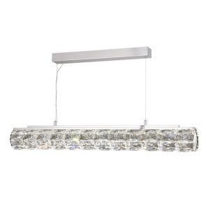  Led Pendant Hexagonal Tube Bar, Chrome, Clear Crystal Trim BPOSL975