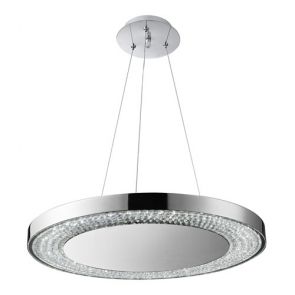  Led Decorative Pendant, Clear Glass Halo Ring & Glass Deco, Chrome BPOSL978