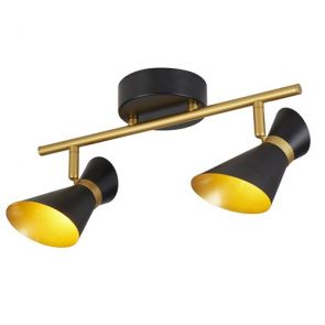  2 Light Led Spotlight Bar, Matt Black And Gold BPOSL981