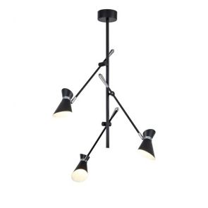  Spotlight 3lt Led Ceiling, Matt Black And Chrome BPOSL990