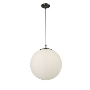  1 Light Pendant Dia 40cm) Black, Opal Glass BPOSL046