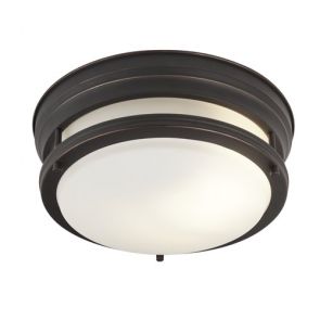  2 Light Flush - Brown With Opal Glass. Ip44 BPOSL1008