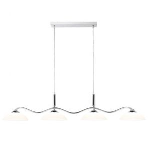  Led Bar Lights - Pendant 4lt Chrome Bar/Frosted Glass Shades BPOSL1017