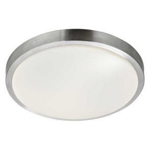  Led Flush Bathroom - Ip44 1lt Aluminium Trim With Acrylic White Shade, Dia 33cm 