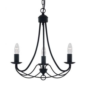  3 Light Matt Black W/Iron Fitting BPOSL1038