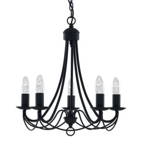  5 Light Matt Black W/Iron Fitting BPOSL1040