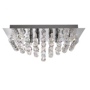  4 Light Cc Square Flush-Xtal Balls BPOSL1050
