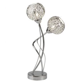  2 Light Table Light, Fretwork Pattern Shades, Chrome BPOSL1078