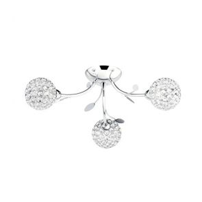  3 Light Ceiling Semi-Flush, Chrome, Clear Glass Deco Shade BPOSL1083