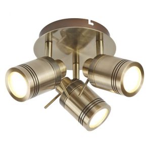  3 Light Ip44 Bathroom Spot Plate, Antique Brass BPOSL1090