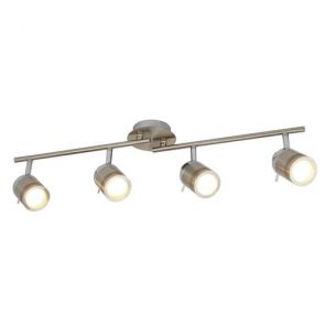  4 Light Ip44 Bathroom Spot Split-Bar, Satin Silver BPOSL1093