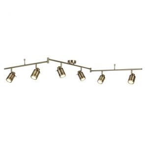  6 Light Ip44 Bathroom Spot Split-Bar, Antique Brass BPOSL1094