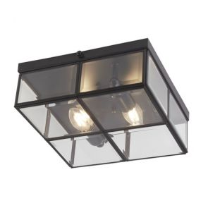  Flush - 2 Light Flush Box, Black With Clear Bevelled Glass Panels BPOSL1107