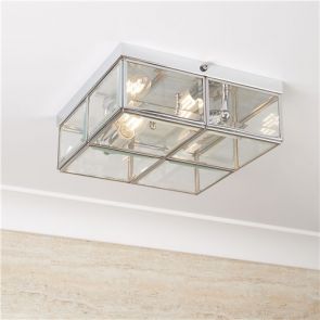  Flush - 2 Light Flush Box, Chrome With Clear Bevelled Glass Panels BPOSL1108