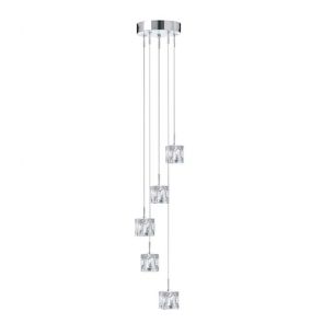  (Dim) Led - 5 Light Multi-Drop, Clear Glass Shades, Chrome BPOSL1109