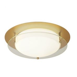  Bathroom Flush Led Light, 30cm, Gold With Glass Halo Ring - Ip44 BPOSL1111