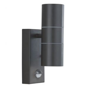  Led Outdoor & Porch (Gu10 Led)Wall Lt - 2lt Black+Sensor Tube BPOSL1129