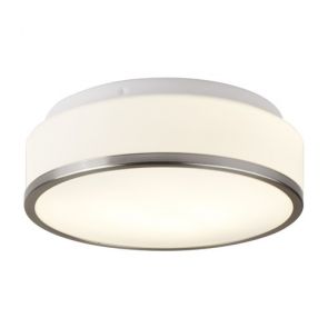  Bathroom - Ip44 2 Light Flush, Opal White Glass Shade With Satin Silver Trim BPO