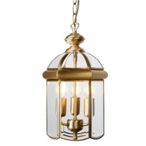  Lantern Antique Brass Bevelled Glass Domed 3lt BPOSL1162