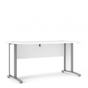 Prime Office  Desk 150 cm in White with Silver grey steel legs