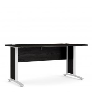 Prime Office  Desk 150 cm in Black woodgrain with White legs