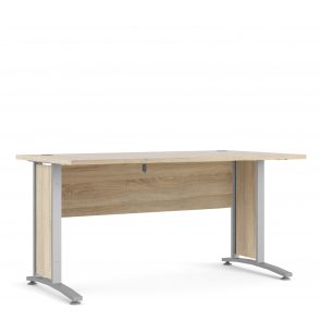 Prime Office  Desk 150 cm in Oak with Silver grey steel legs
