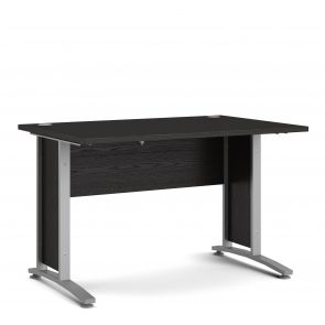 Prime Office  Desk 120 cm in Black woodgrain with Silver grey steel legs
