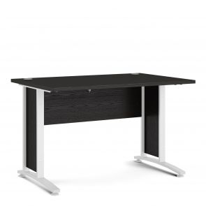 Prime Office  Desk 120 cm in Black woodgrain with White legs