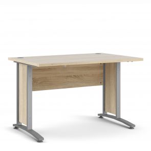 Prime Office  Desk 120 cm in Oak with Silver grey steel legs