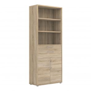 Prime Office  Bookcase 3 Shelves With 2 Drawers And 2 Doors In Oak