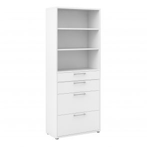 Prime Office  Bookcase 2 Shelves With 2 Drawers + 2 File Drawers In White