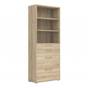 Prime Office  Bookcase 2 Shelves With 2 Drawers + 2 File Drawers In Oak