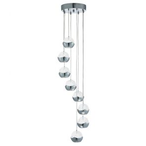  8 Light (Dim) Led Ceiling Multi-Drop, Chrome, Clear Glass/Bubble Shades BPOSL119