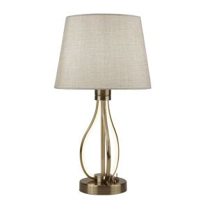  Led Table Light, Antique Brass With Oatmeal Shade BPOSL1204