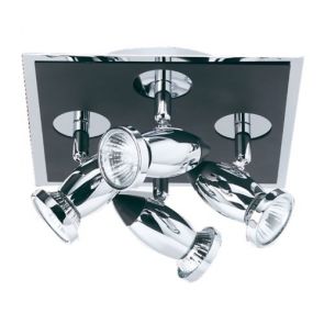  4 Light Sq Spot Matt Blk/Chrome Gu10 BPOSL058