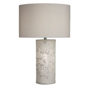  Patterned White Ceramic Dual Light Table Lamp BPOSL1206