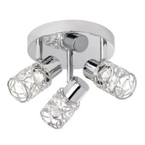  3 Light Spotlight Plate, Chrome, Clear Glass Buttons BPOSL1223