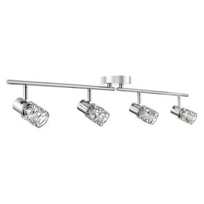  4 Light Spotlight Split Bar, Chrome, Clear Glass Buttons BPOSL1224