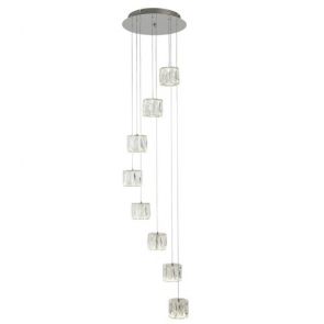  (Dim) Led 8 Light Octagon Ceiling Multi-Drop, Clear Crystal Trim, Crushed Ice BP