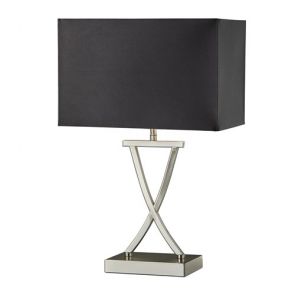  Table Lamp, Satin Silver, Black Rectangle Shade BPOSL1254