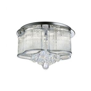  Led Ceiling Flush, Clear Glass Trim, Clear Crystal Drops BPOSL1257
