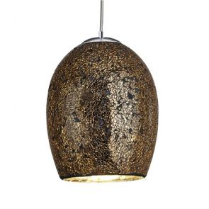  1lt Pendant, Bronze Mosaic Glass & Satin Silver Suspension BPOSL1272