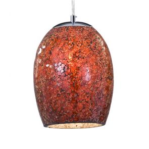  1lt Pendant, Red Mosaic Glass & Satin Silver Suspension BPOSL1274