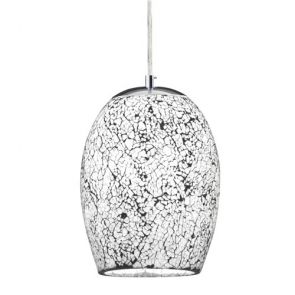  1lt Pendant, White Mosaic Glass & Satin Silver Suspension BPOSL1275