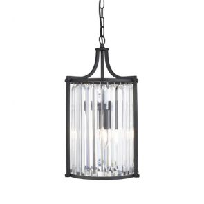  2lt Pendant, Matt Black With Crystal Glass BPOSL1289