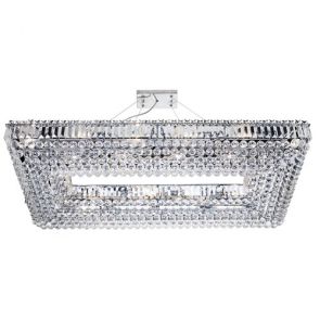  -  26lt Rectangle Crystal Ceiling, Chrome, Clear Coffin Drop Trim & Bal BPOSL135