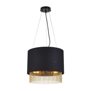  3lt Pendant, Black Shade With Gold Chain BPOSL1389
