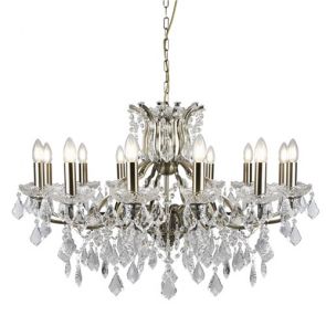  12lt Chandelier, Clear Crystal Drops & Trim, Antique Brass BPOSL1391